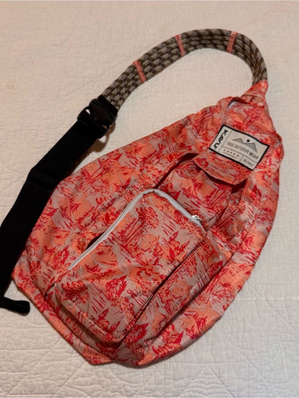 Kavu Coral Pink Printed Sling Crossbody
